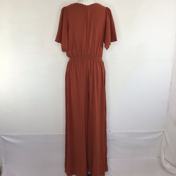 IVY STREET WOMEN CHESTNUT V-NECK SHORT SLEEVES, PALOOZA LEGS JUMPSUIT SIZE 1X - Picture 2 of 9